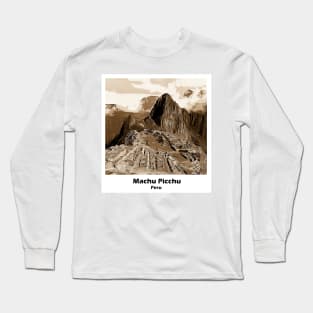 South America Machu Picchu Peru T-Shirt Sephia Long Sleeve T-Shirt